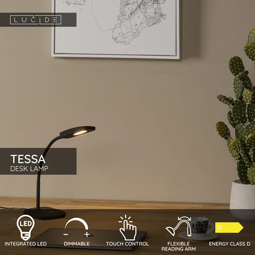 Lucide TESSA - Desk lamp - LED Dim. - 1x3,2W 3000K - Black - USP